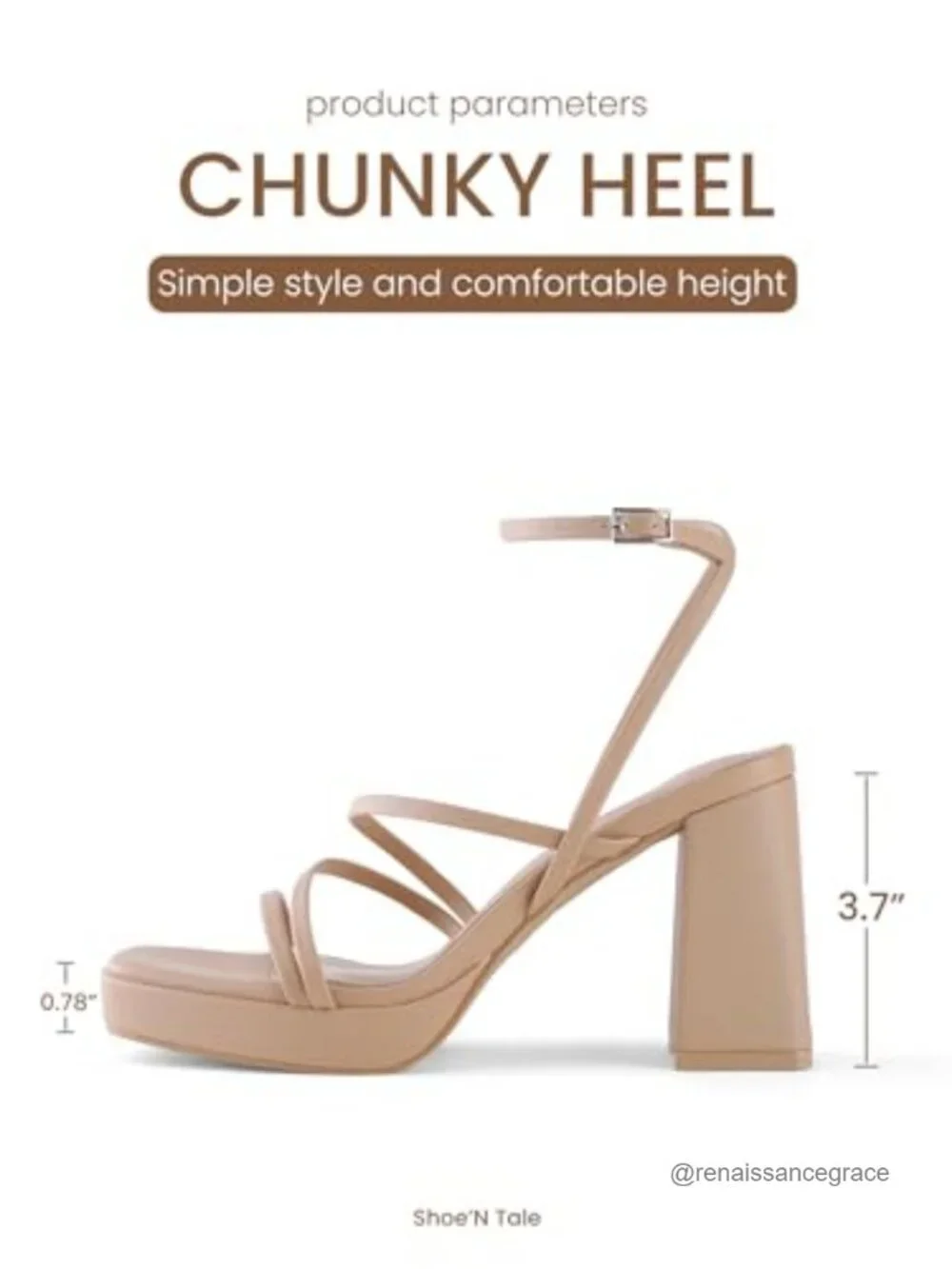 Strappy Chunky Platform Heels Sandals Leather Ankle Strap Square Toe